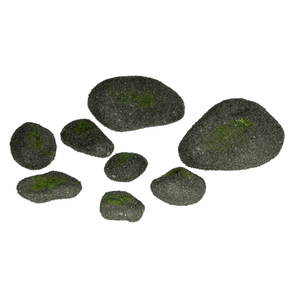 Steine mit Moos 8 Stück grau, 5-12 cm