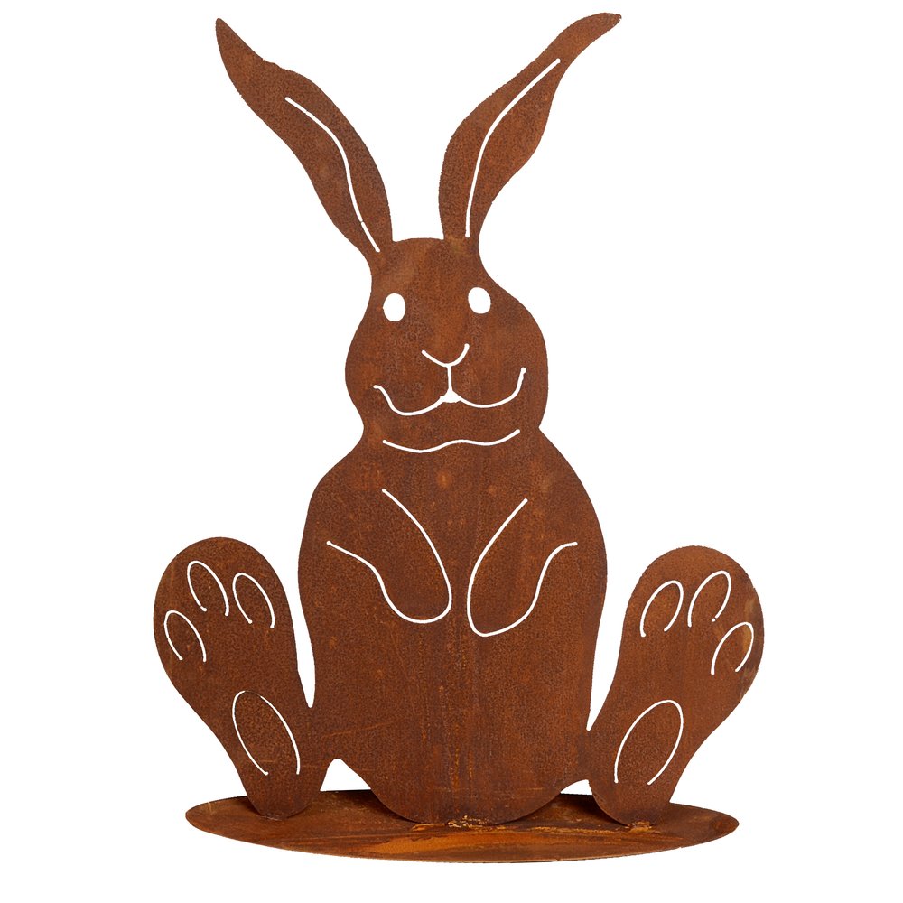 Hase auf Platte rosteffekt, 53 x 70 cm
