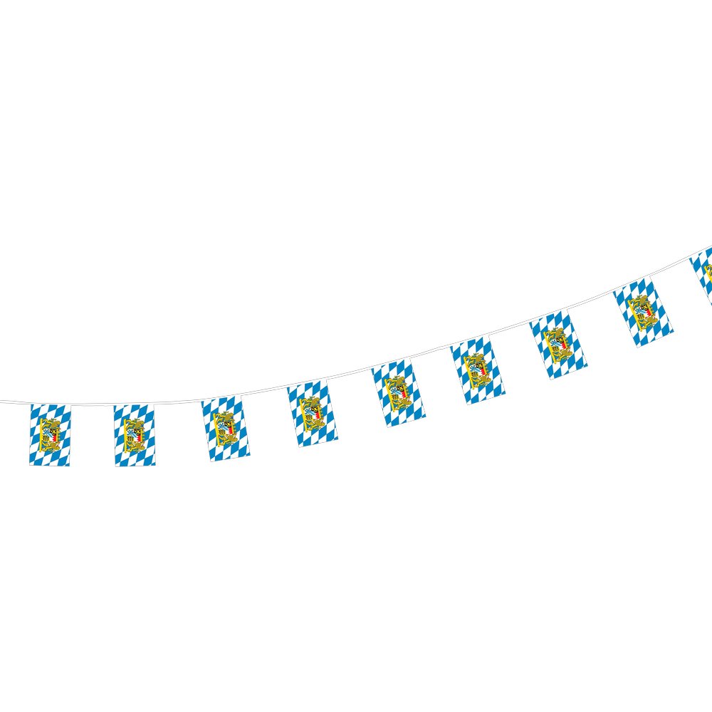 Bayern Flaggenkette Textil Rautendruck + Wappen, 5 m