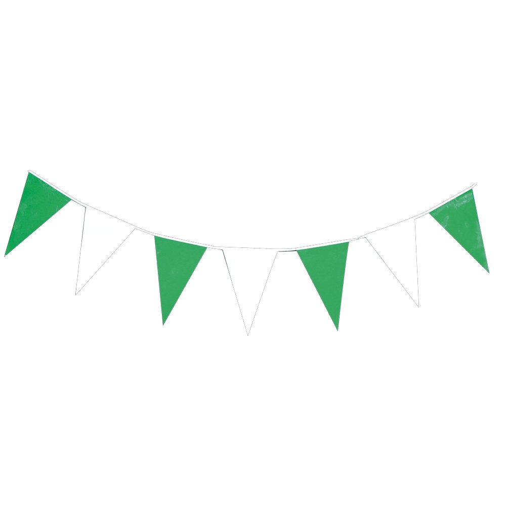 Wimpelkette Folie grün-weiß, 10 m, 20 x 30 cm