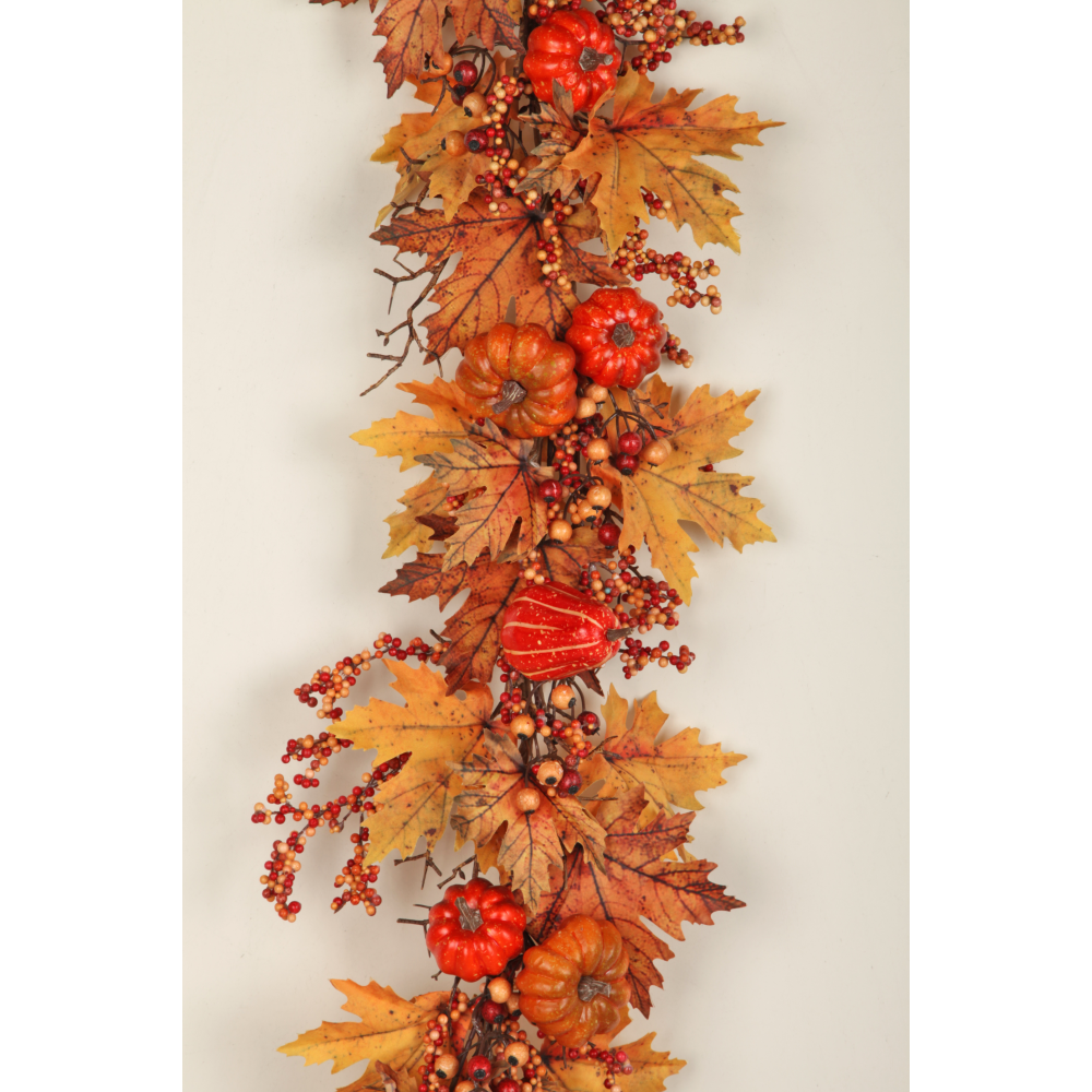 Herbstblätter-Kürbisgirlande herbstbunt,150 cm