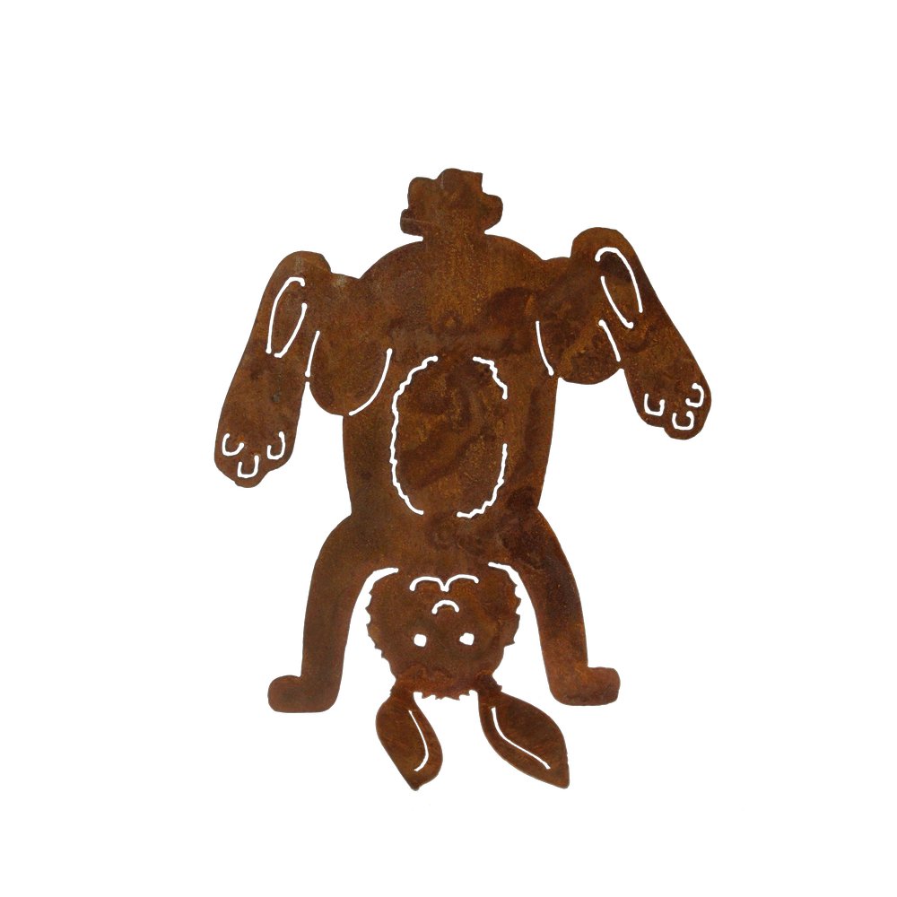 Hase Handstand Schlappohren Metall/Rosteffekt, 30 x 33 cm