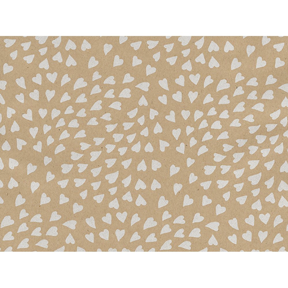 Geschenkpapier Herzen Kraft natur/weiß, 70 cm x 50 m
