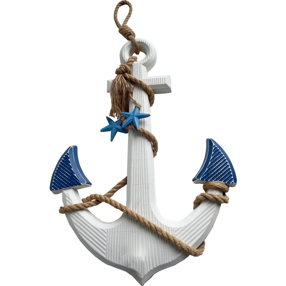 Anker Maritim mit Seil blau/weiß,43 x 6 x 75 cm