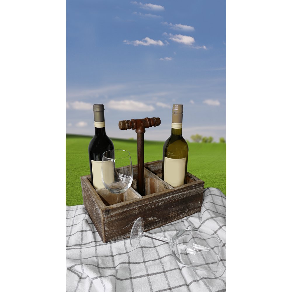 Holztragekiste 6 Fächer Antik-Art/Vintage, 31 x 21 x 11 cm