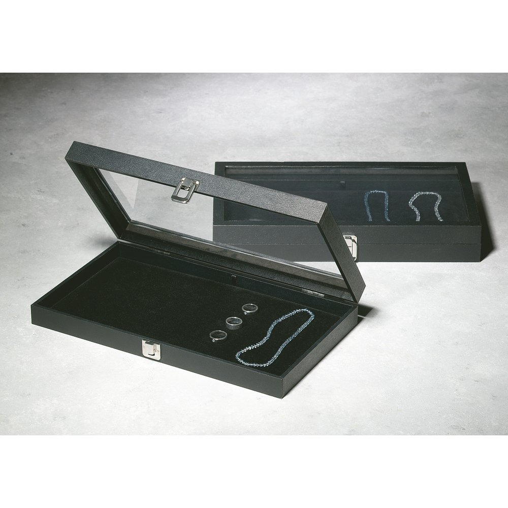 Präsentationsschatulle für Schmuck, schwarz, 21 x 37 x 5 cm