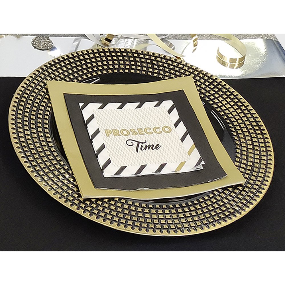 Deko-Teller Nieten gold/schwarz, Ø 33 cm