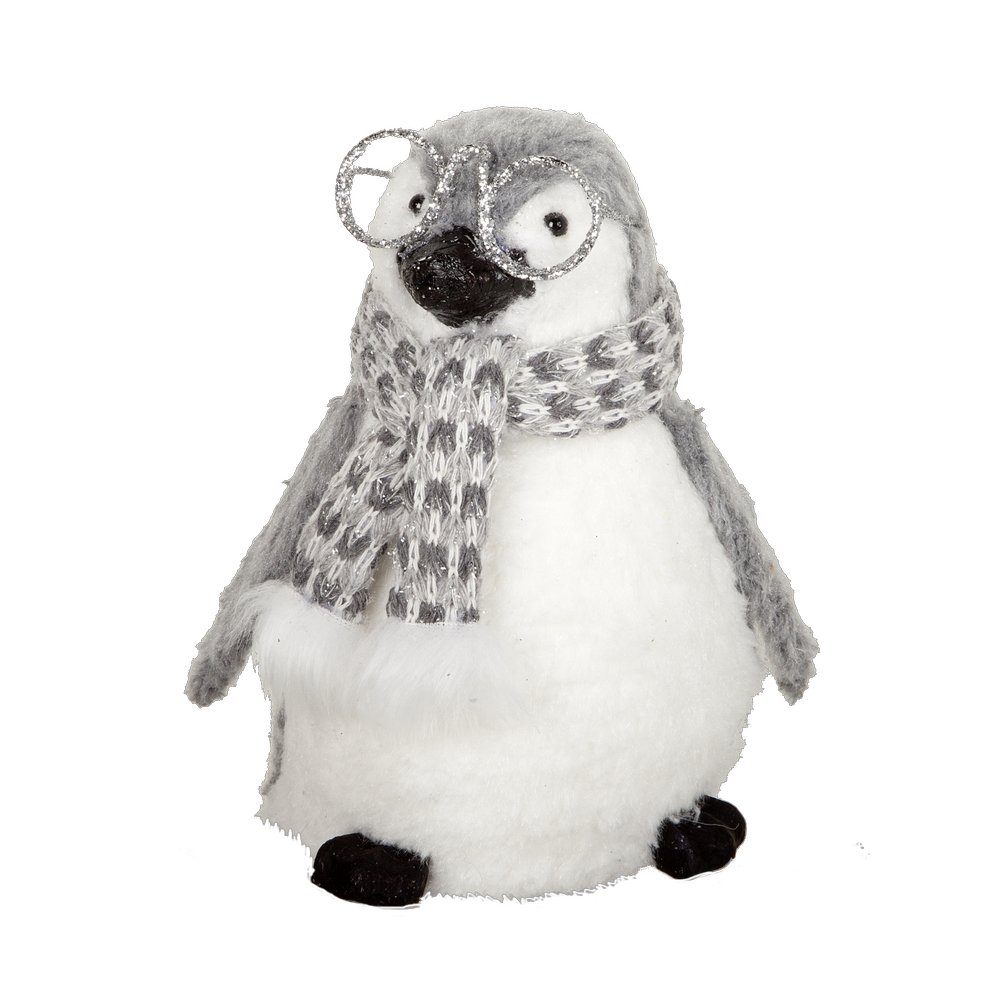 Pinguin Cool mit Brille grau/weiß, H 22 cm