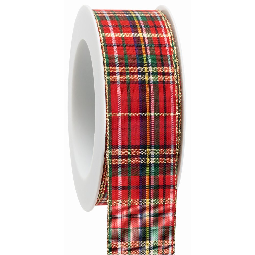 Band Schottenkaro rot/bunt, 40mm x 25m