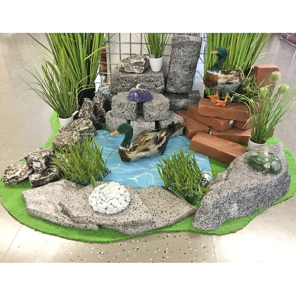 Stein aus Kunststoff Atrappe Kiesel M grau-schwarz