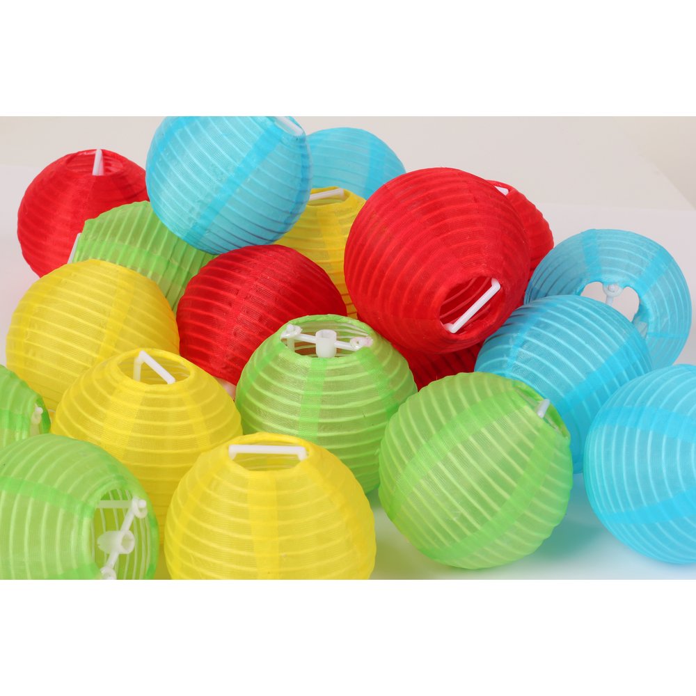 Mini Lampions 20 Stück Ø 8 cm grün-rot-gelb-blau, für 5 mm LED-Lichterketten