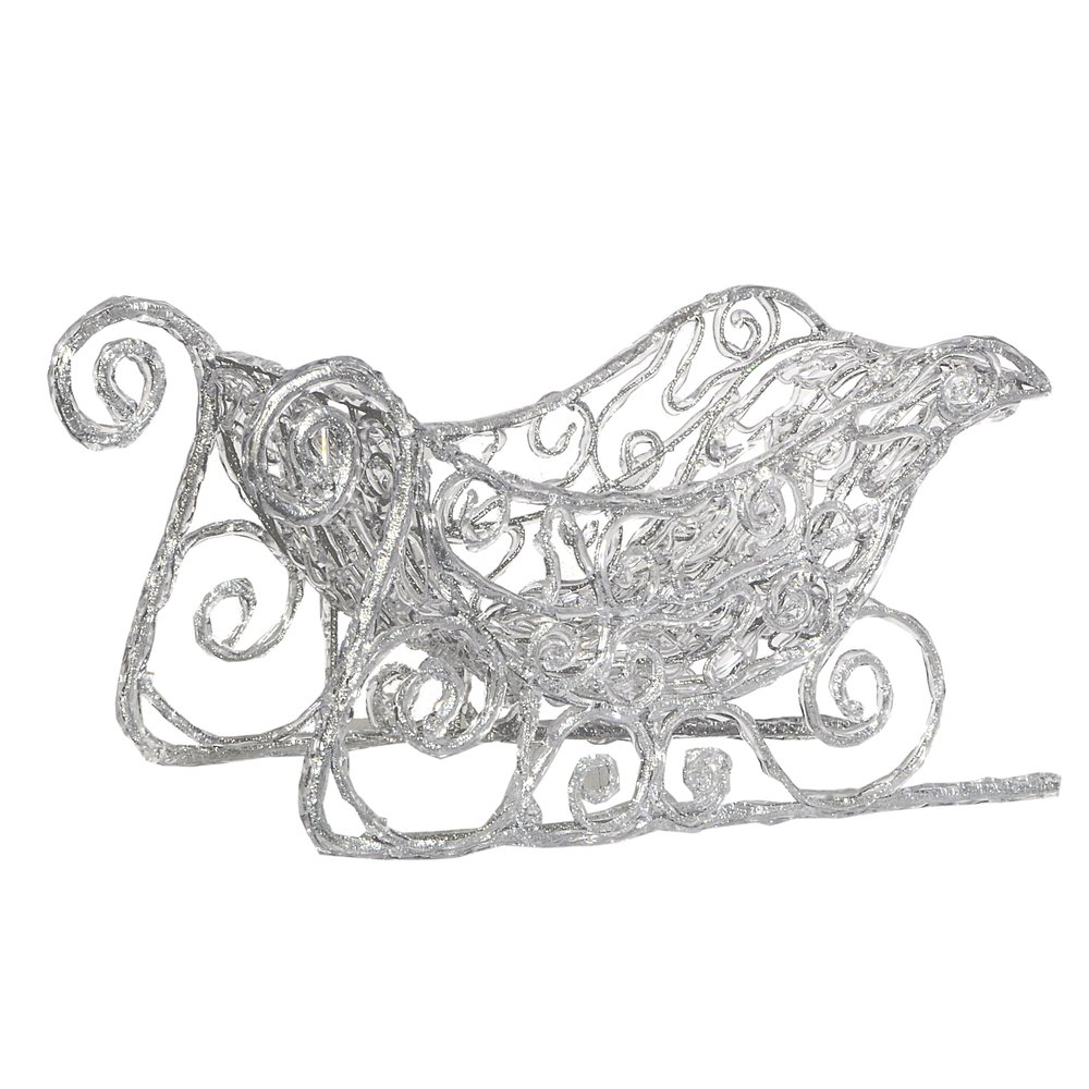 Schlitten Eiskristall silber-klar, 22 cm