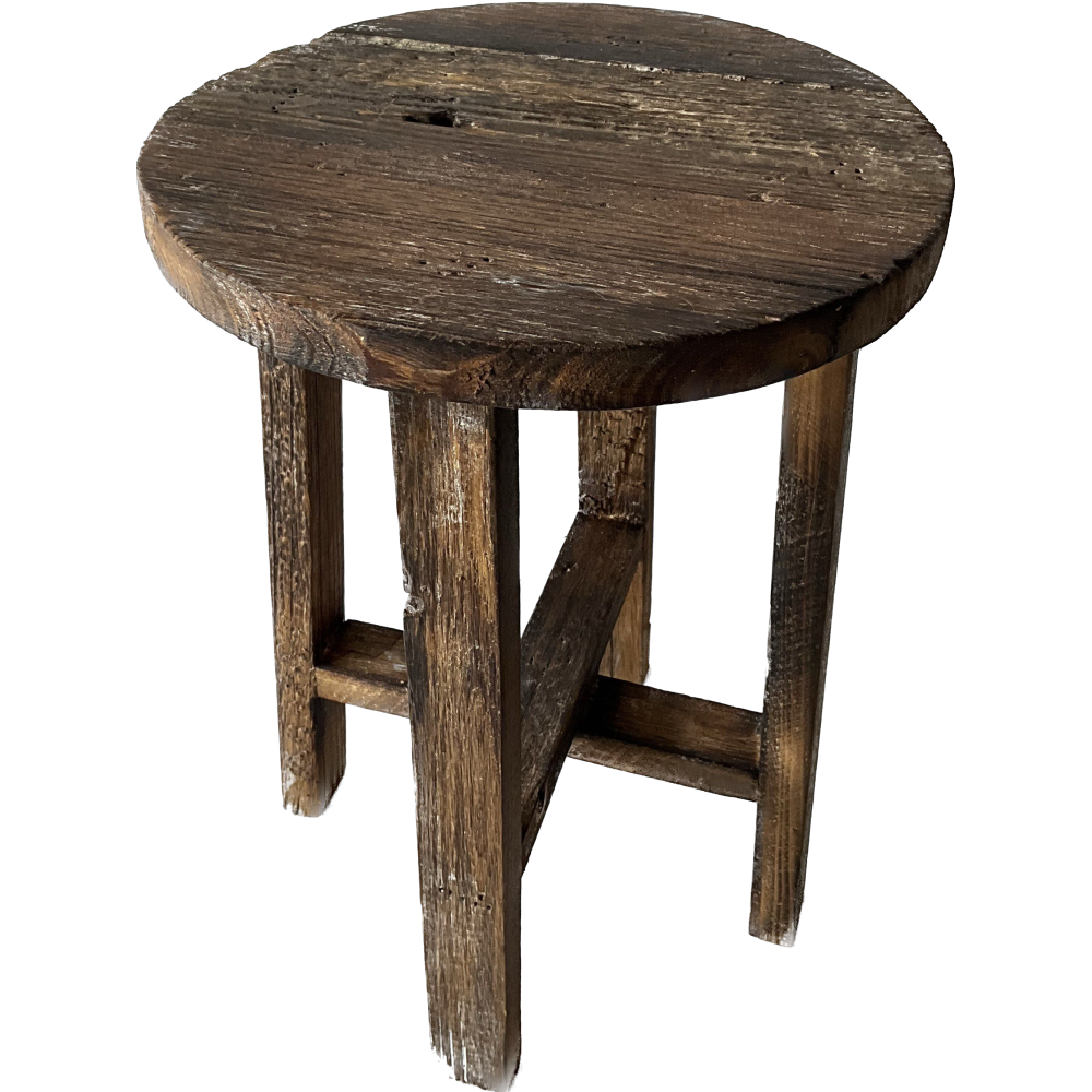 Hocker Holz Antik-Art braun-vintage Ø 24 x Höhe 35 cm