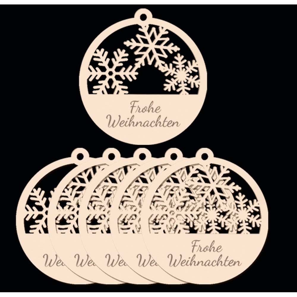 Anhänger Frohe Weihnachten natur, Ø 9,5 cm
