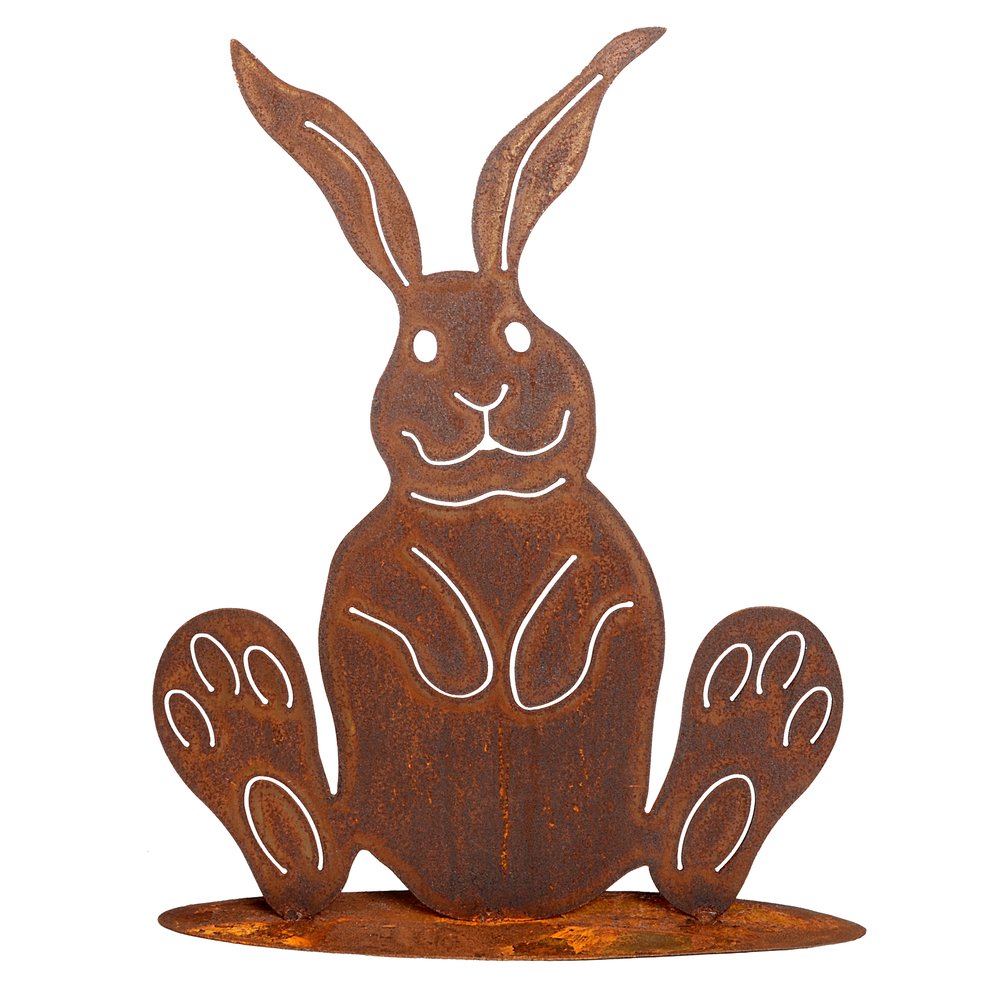 Hase auf Platte rosteffekt, 38 x 50 cm