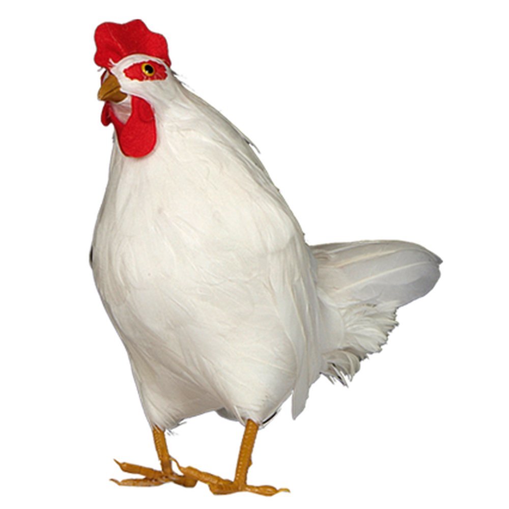 Huhn Tierattrappe klein stehend weiß, 25 cm