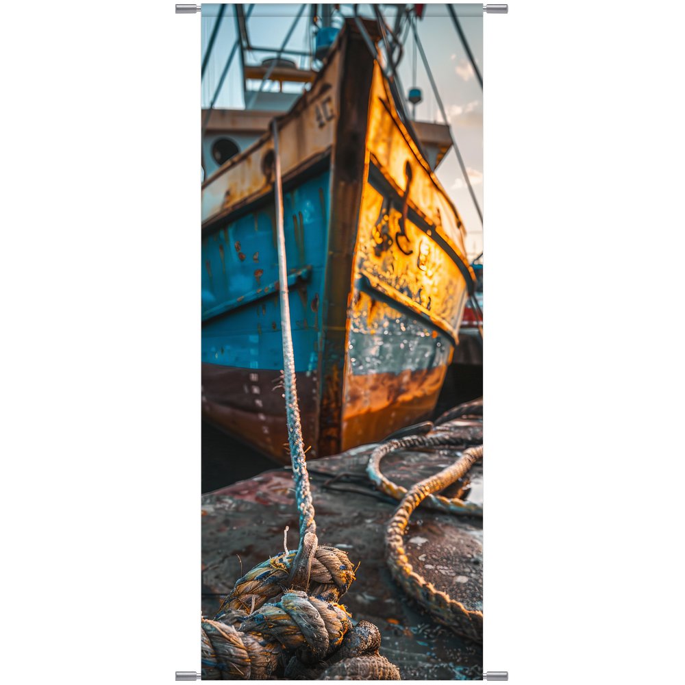 Banner Fischkutter Bug bunt,75 x 180 cm