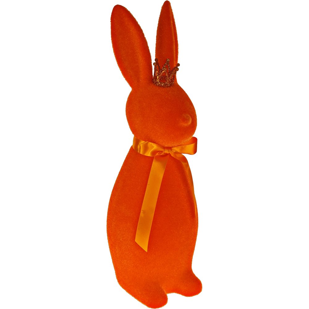 Hase mit Krone beflockt orange,10,5x9xH29cm