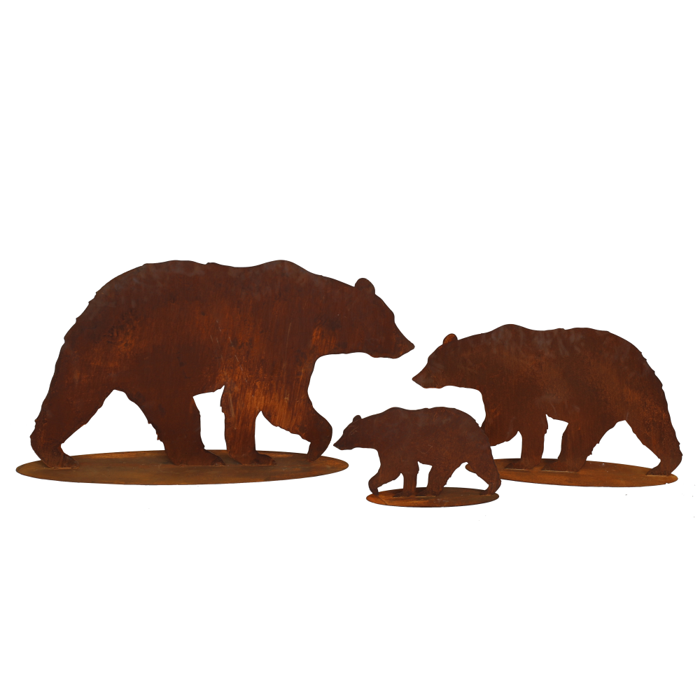 Bär gehend auf Platte Metall rosteffekt klein