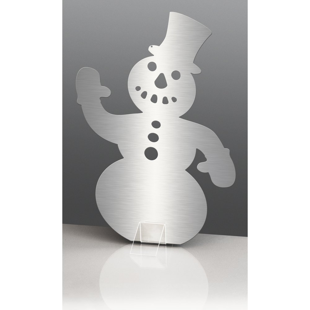 Schneemann 2D Edelstahl silber, 30 x H 44 cm