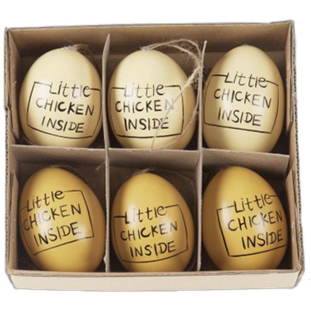 6 Eier echt mit Aufdruck Little Chicken Inside
