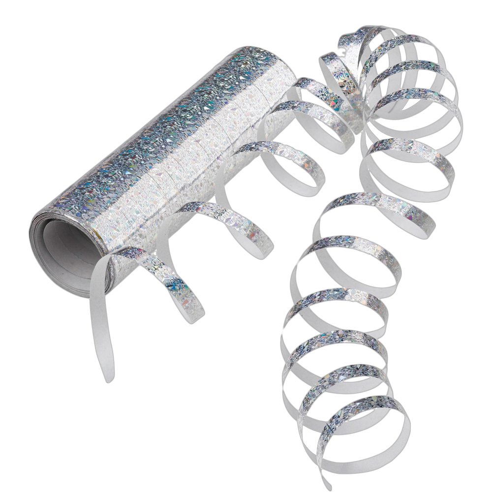 Luftschlange metallic silber-irisierend, 4 m, 7 mm