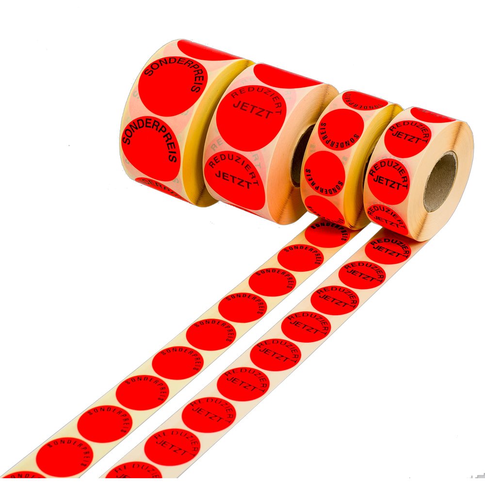 Etiketten SONDERPREIS leuchtrot Ø 50 mm selbstklebend