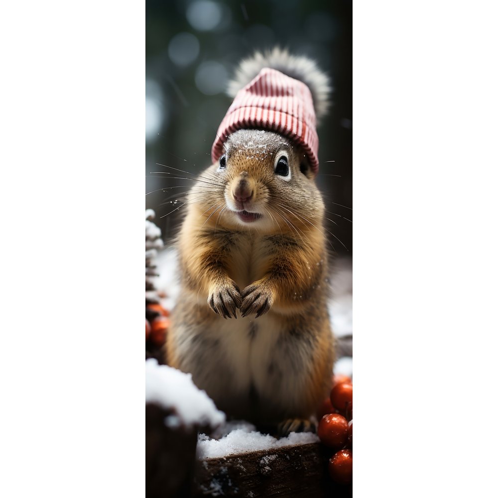 Banner Eichhörnchen + Mütze natur,75 x 180 cm