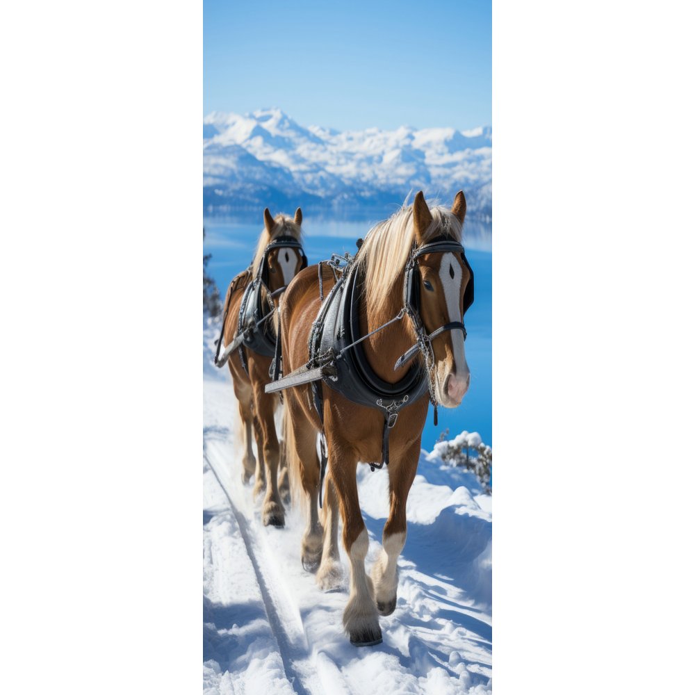 Banner Pferde im Schnee natur,75 x 180 cm