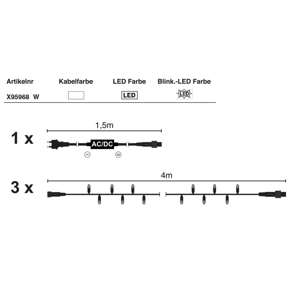 ExString Twinkle 120 Set weiß, kw-kw,L 12 m, 120 LED kw