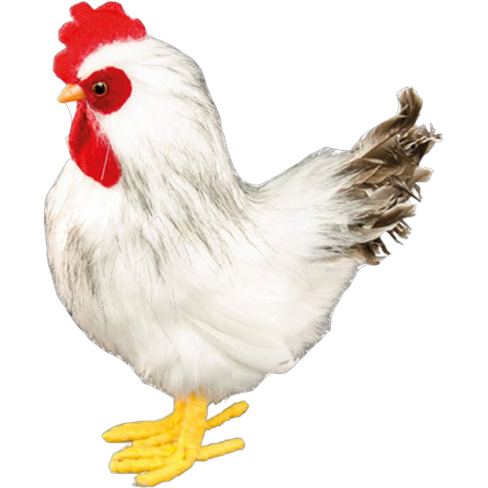 Huhn Atrappe Federfuß weiß Höhe 27 cm