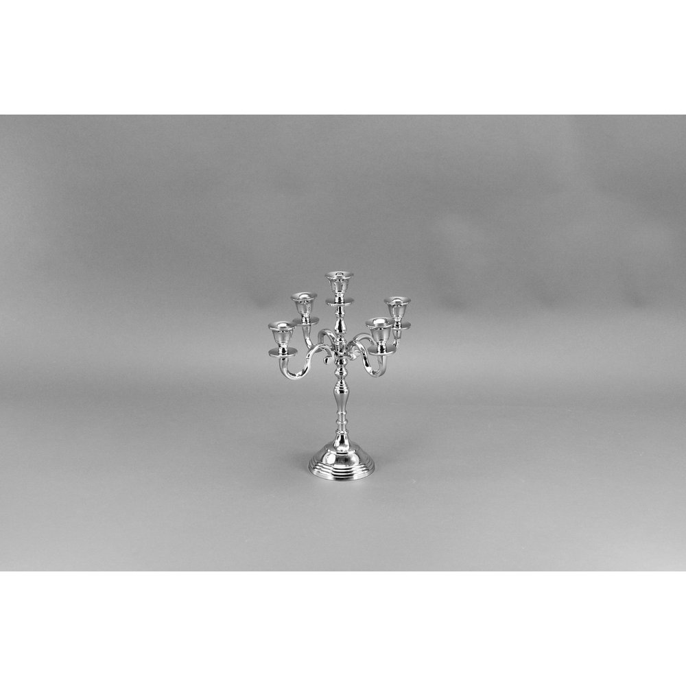 Kerzenleuchter Nickel 5 Kerzenhalter silber-hochglanz, Ø 24 x H 30 cm