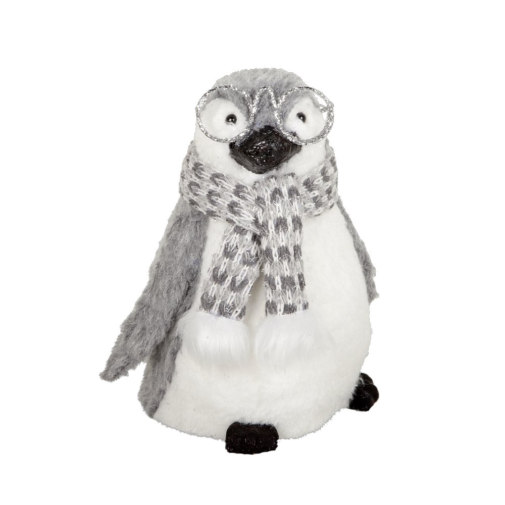 Pinguin Cool mit Brille grau/weiß, H 22 cm