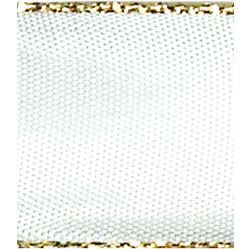 Band mit Drahtkante weiß-gold, 70 mm x 25 m