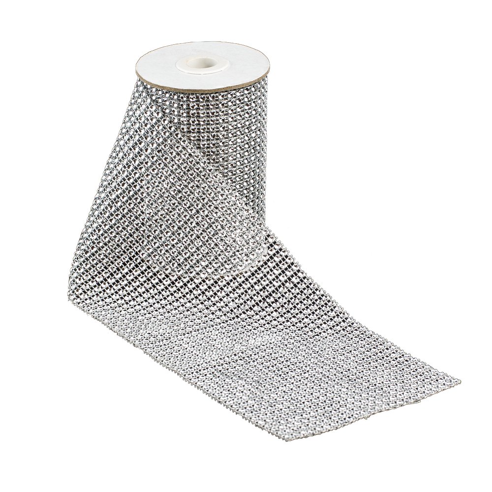 Band Glitzersteine silber, 12 x 300 cm