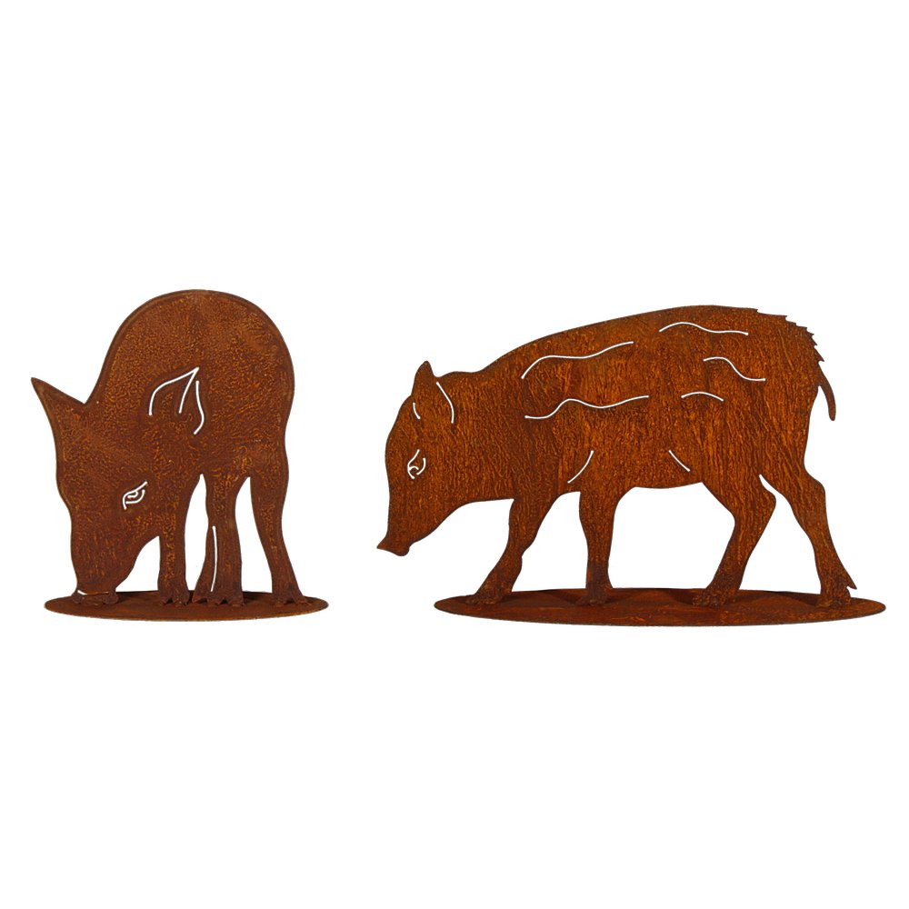 Frischlinge 2er Set Metall/Rosteffekt auf Platte, 45 x 30 cm / 25 x 30 cm