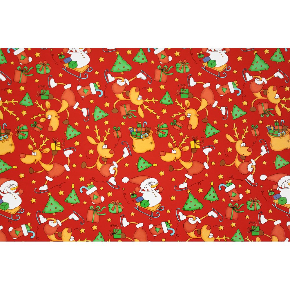 Geschenkpapier Kinderweihnacht rot/bunt,70cm x 50m
