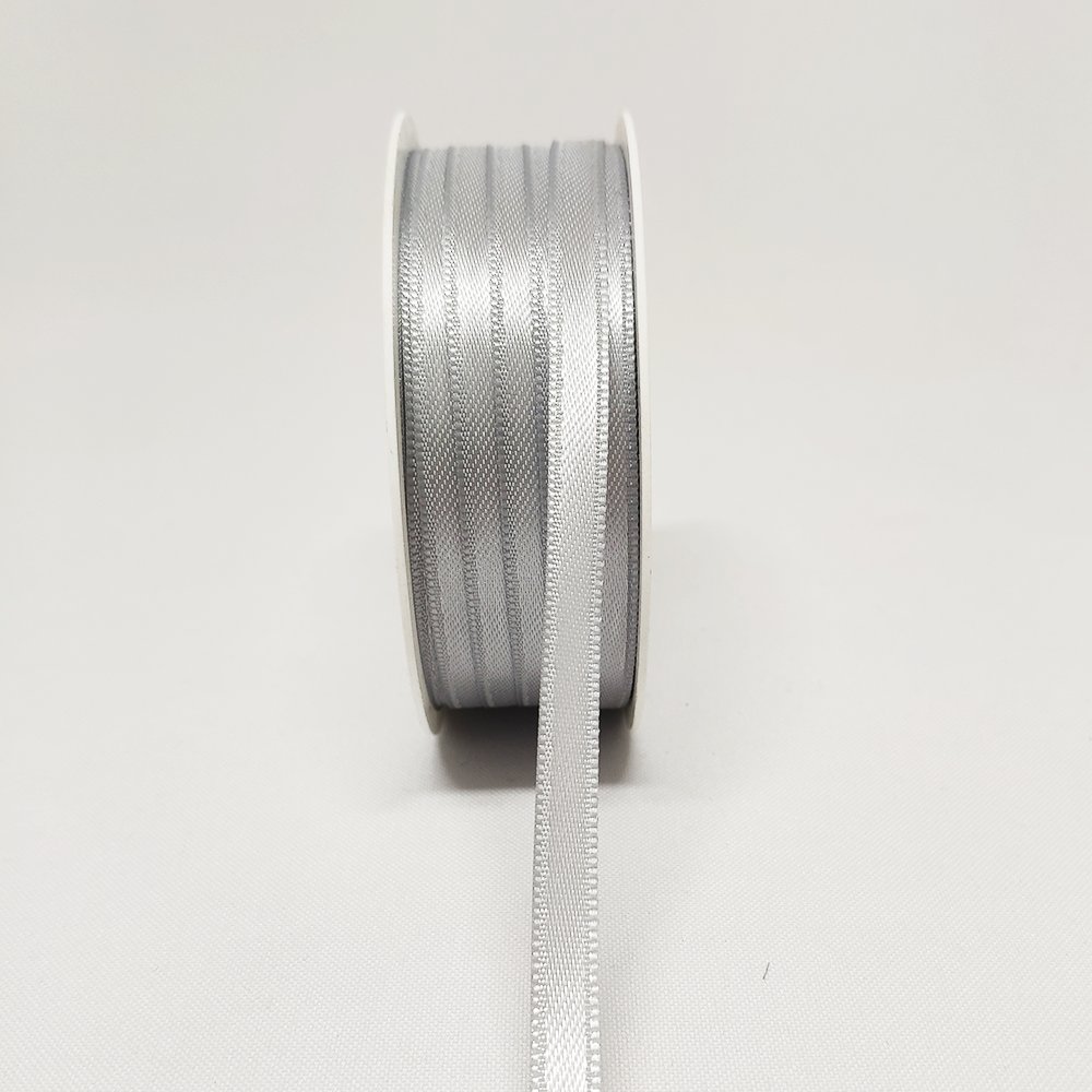 Doppelsatinband grau, 6 mm x 50 m