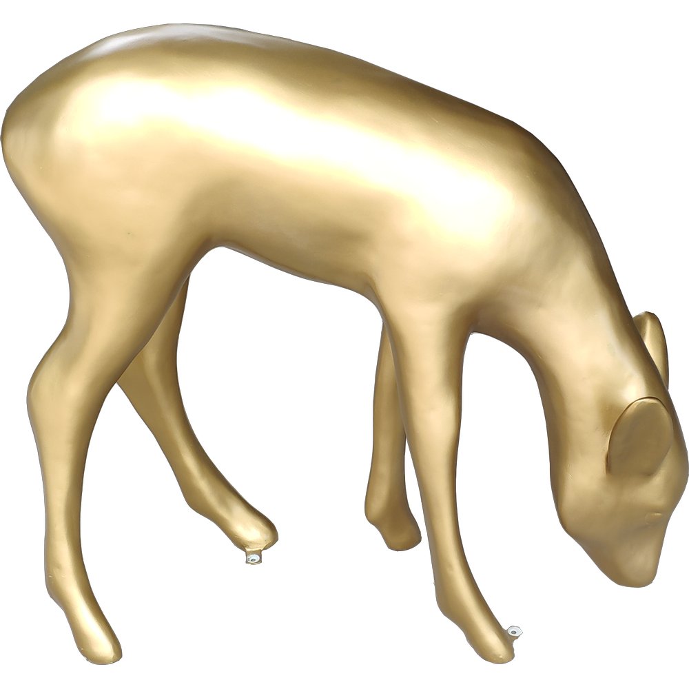 Fiberglas Objekt Reh äsend gold, 80x28xH75 cm