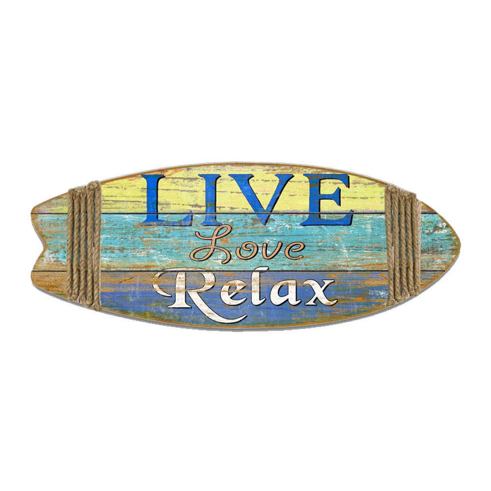Surfbrett Live Love Relax blau/gelb, B 85 x T 2,5 x H 33