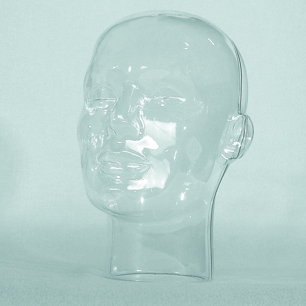 Herrenkopf aus Kunststoff transparent, 30 cm