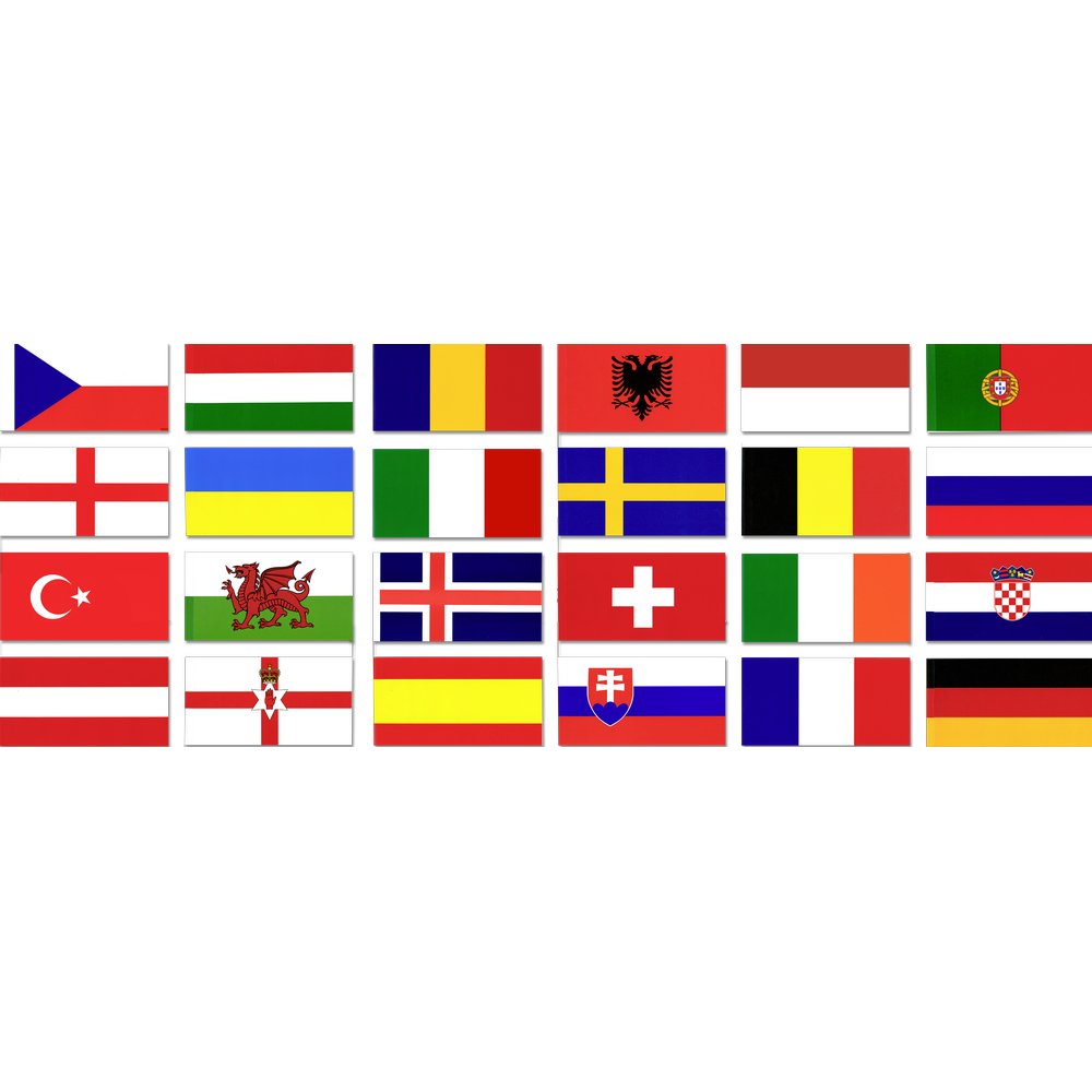 Flaggenkette Euro 24-Nationen  bunt, L 7,50 m