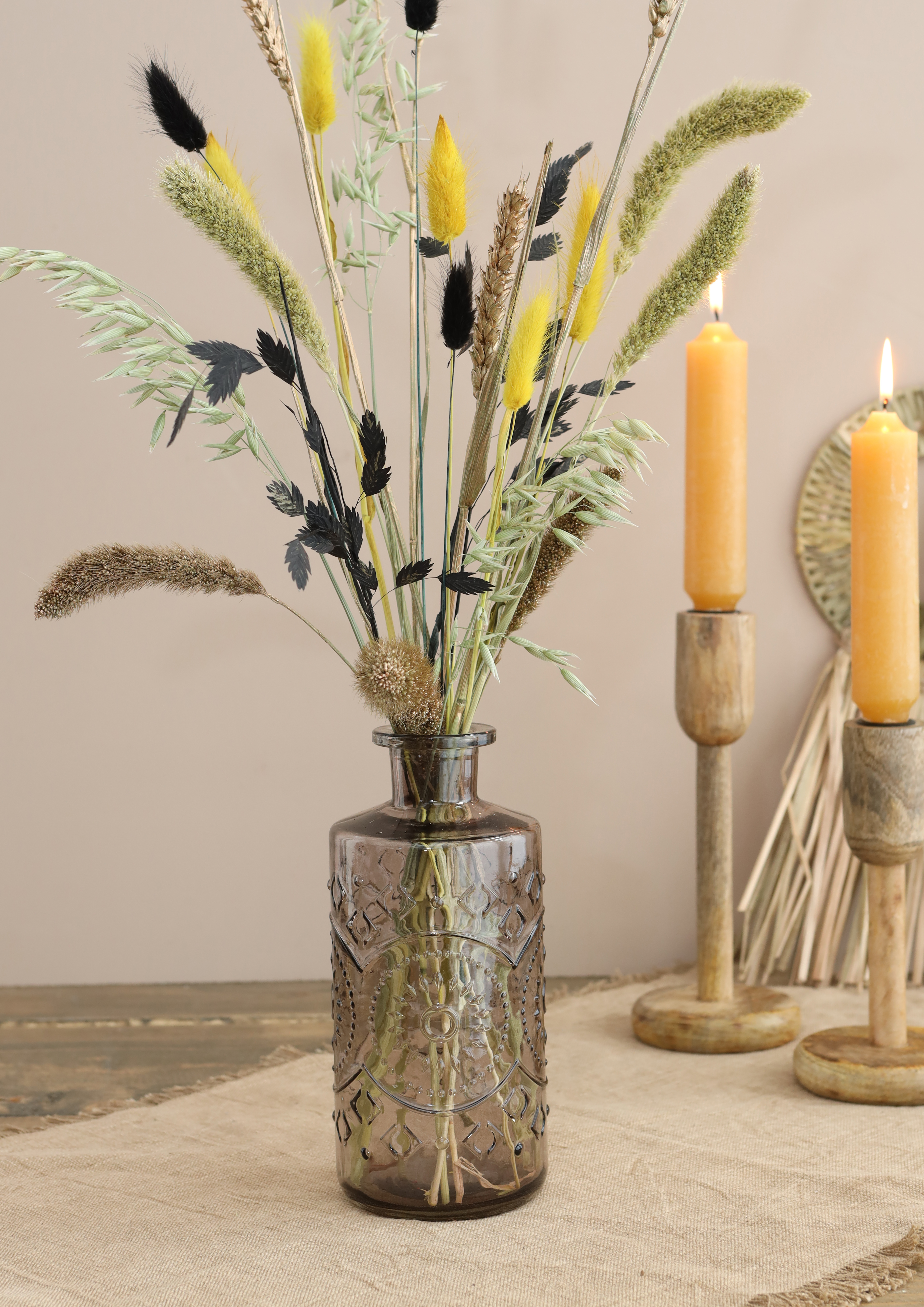 Glasflasche Trend grau,Ø9 x H21 cm