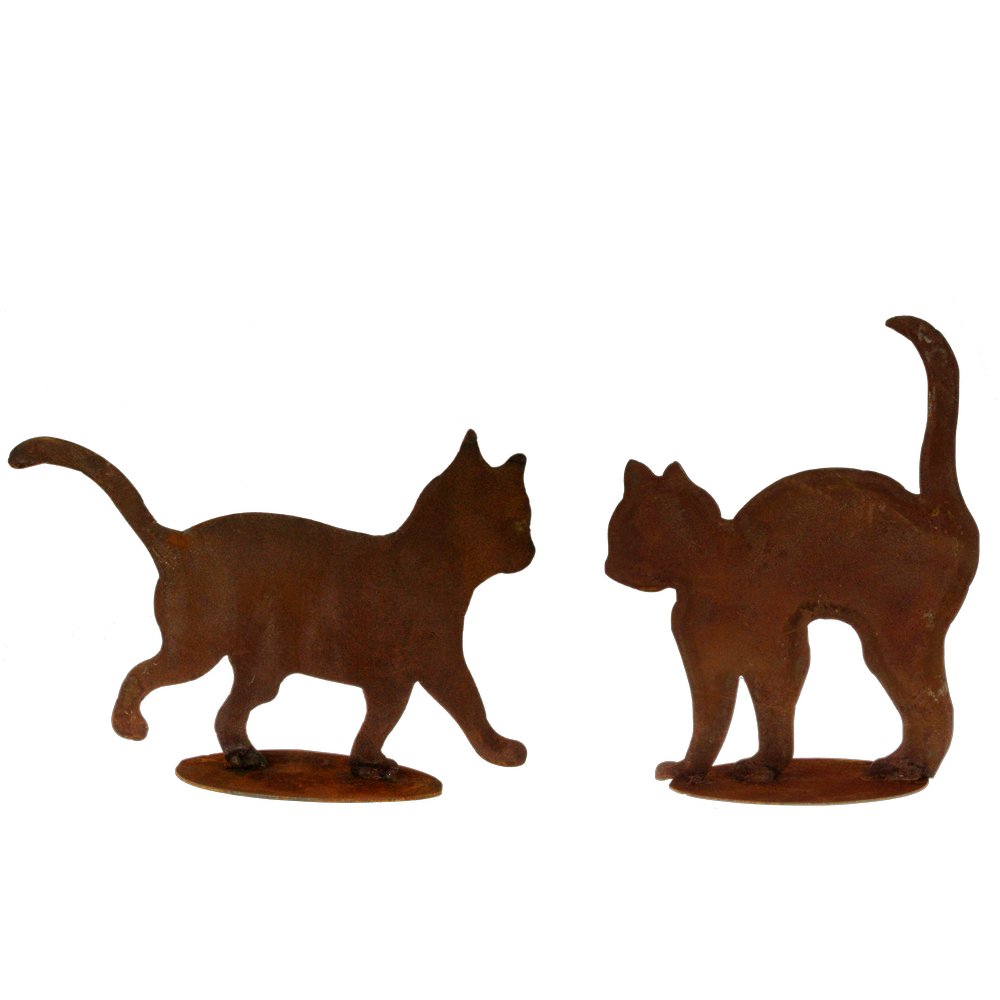 Katze Mini auf Platte Metall/Rosteffekt, sortiert ca. 25 cm