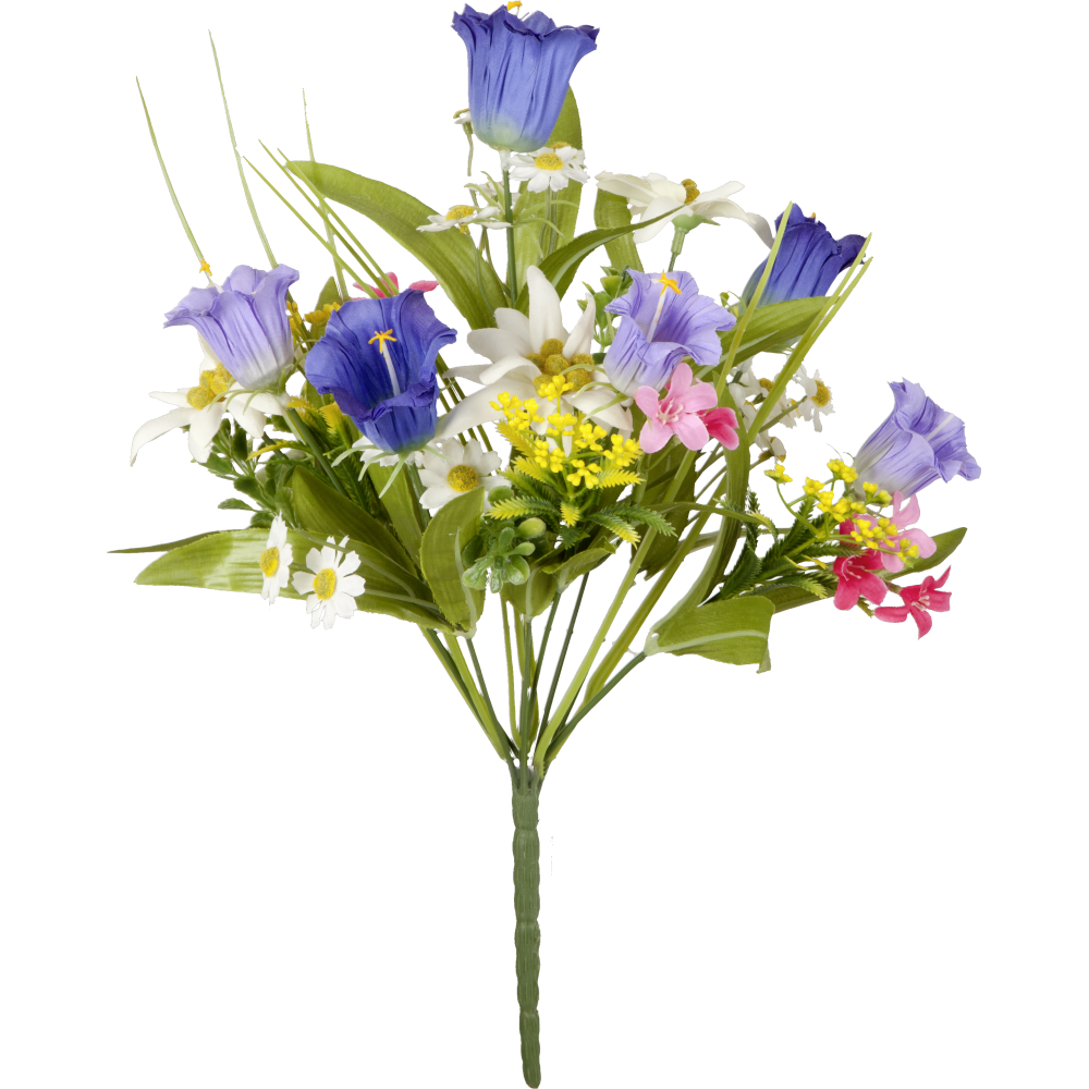 Alpenblumen-Mix-Strauß x9 grün-bunt 33 cm