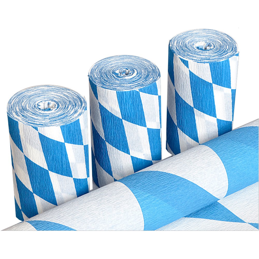 Rautenkrepp-Papier Bayern, 10 cm x 10 m, 3 Rollen