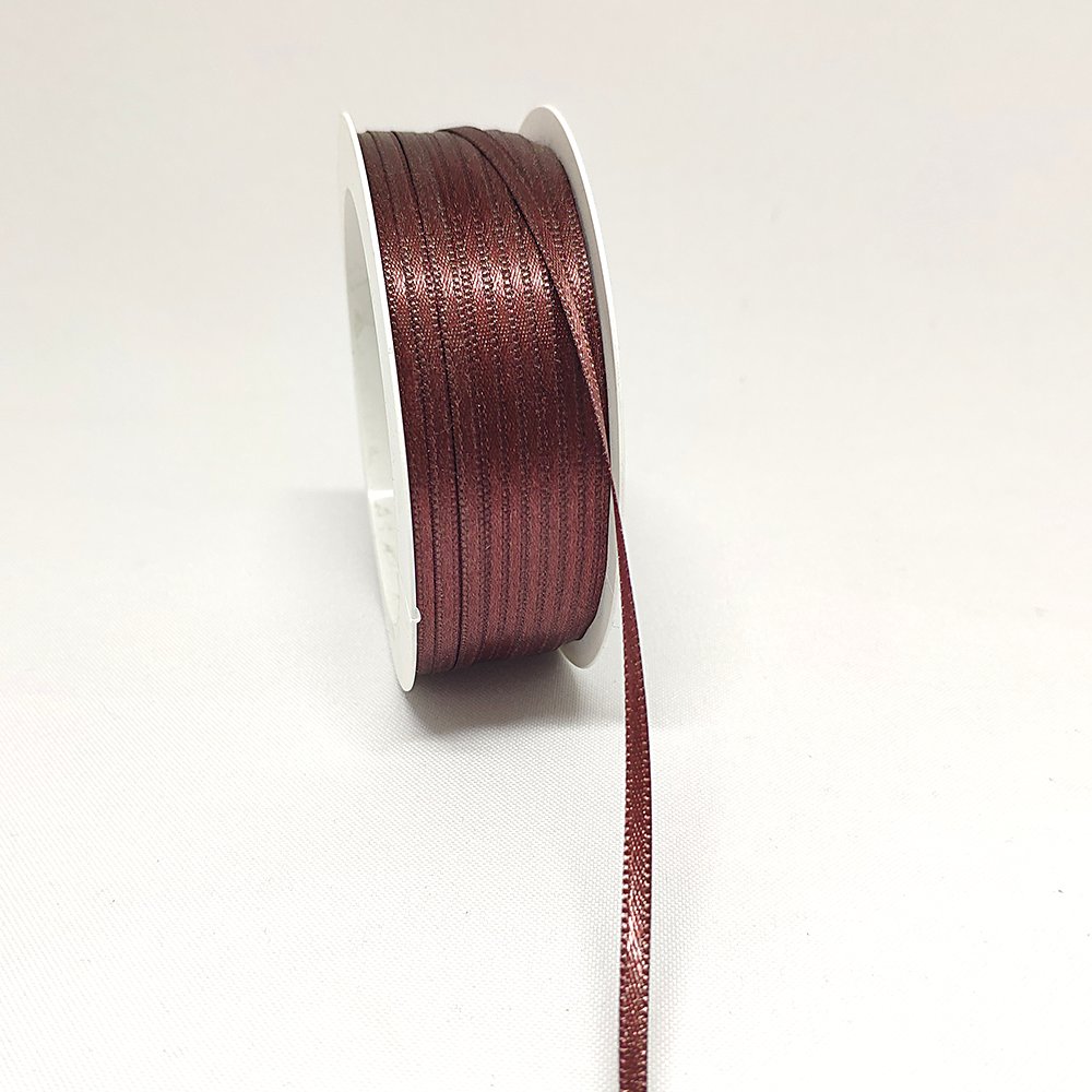 Doppelsatinband braun, 3 mm x 50 m