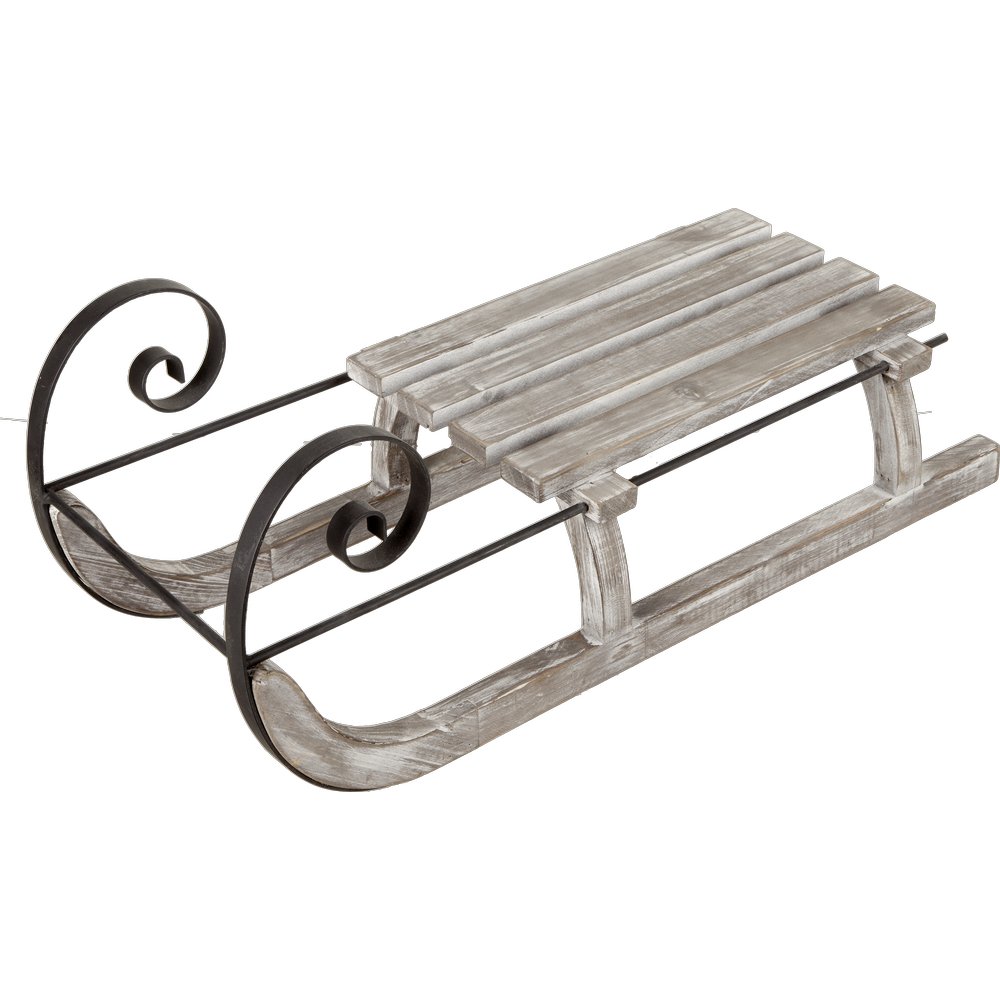 Schlitten Big Holz/Metall grau-vintage,24 x 24 x 60 cm