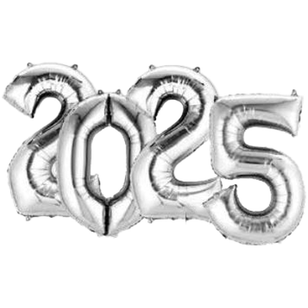 Folienballon XL-Set 2025 silber, 86-88 cm