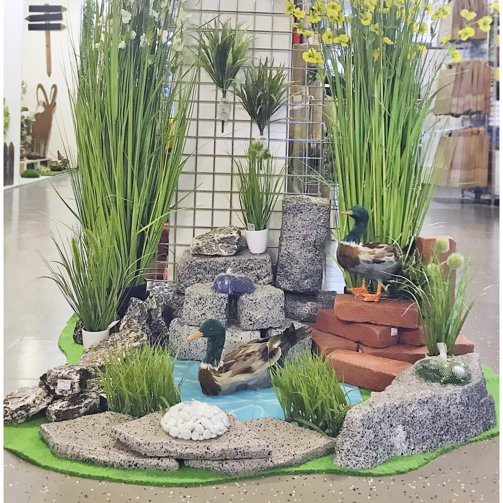 Stein aus Kunststoff Atrappe Kiesel M grau-schwarz